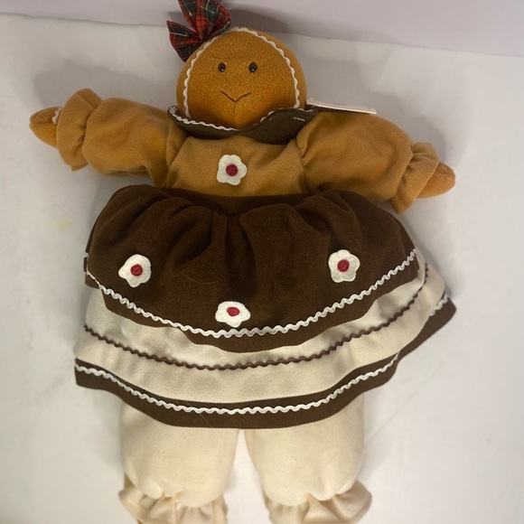 Pacifix Gingerbread Girl Plush NWT Christmas Decorative Plaid Bow Gift Tag - Picture 10 of 10